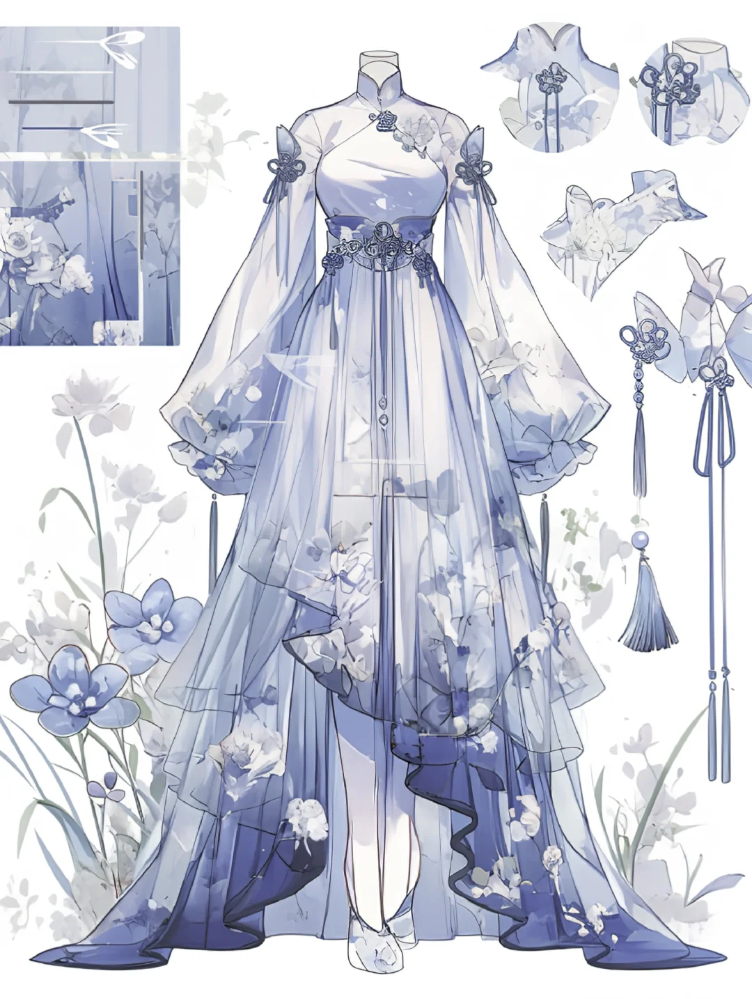 蓝色系｜古风仙女裙