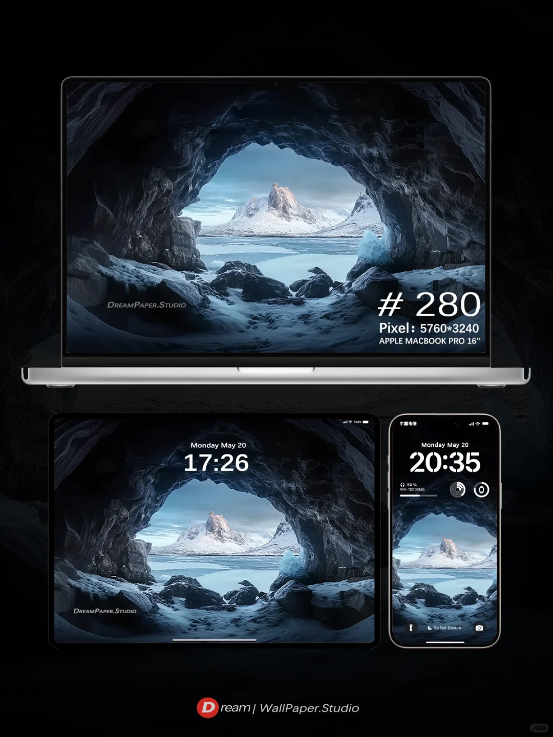 Dream壁纸/穿越海上洞穴，邂逅白色冰川🧊