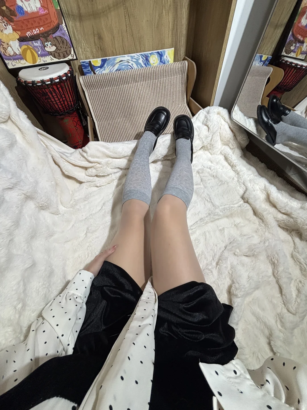 救命！灰色微压小腿袜谁穿谁显瘦✨