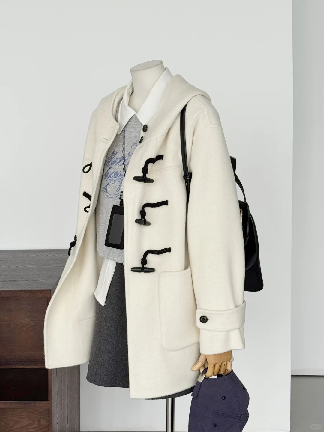 JK学院风牛角扣羊毛大衣吼吼看～