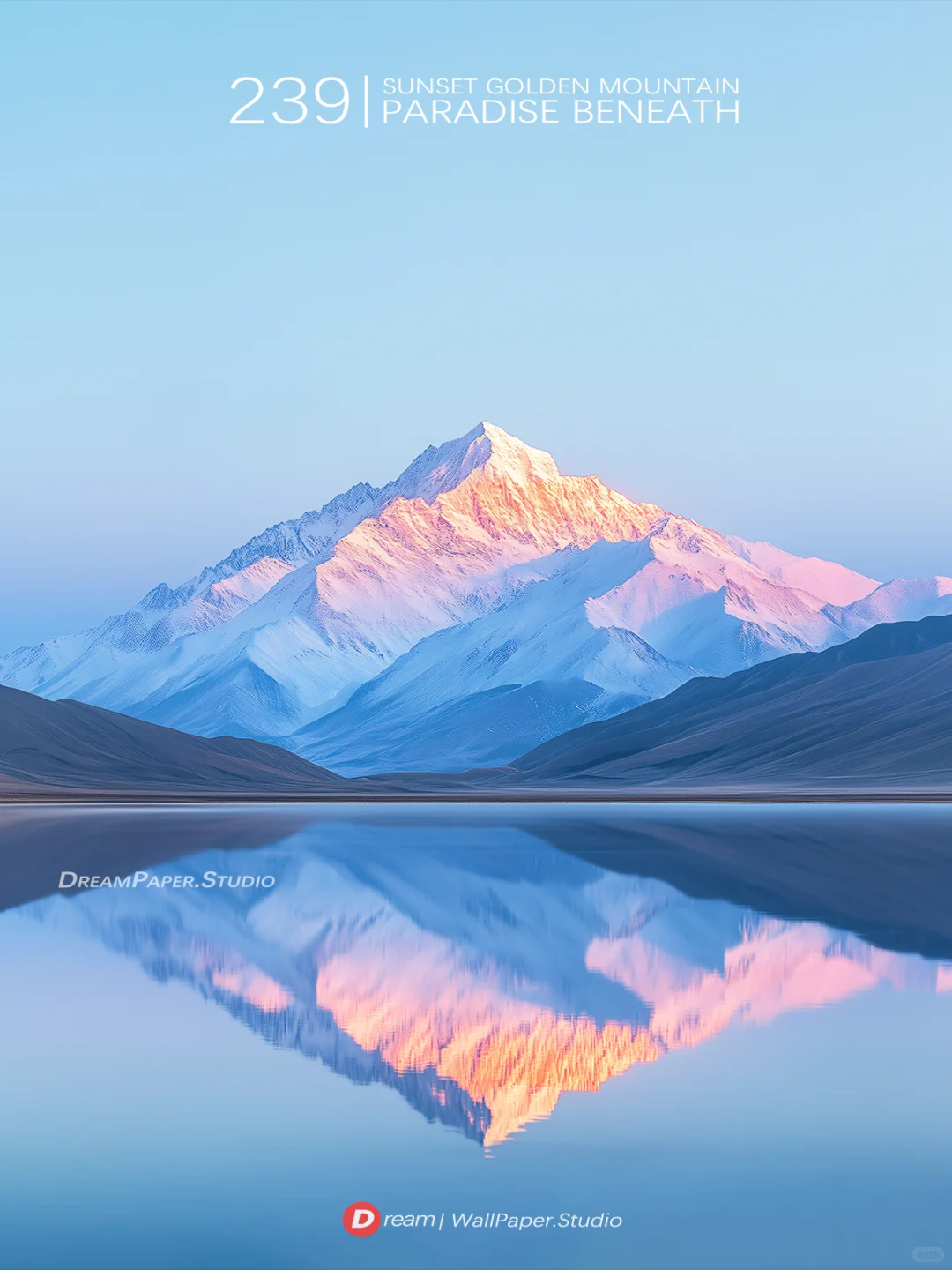 Dream壁纸/“冰蓝色的雪山被晨光染成粉色”