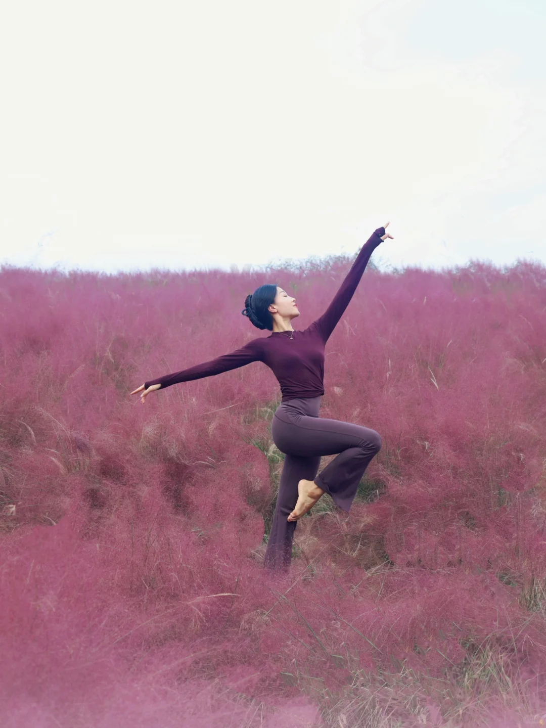 秋日户外瑜伽｜粉紫色的浪漫