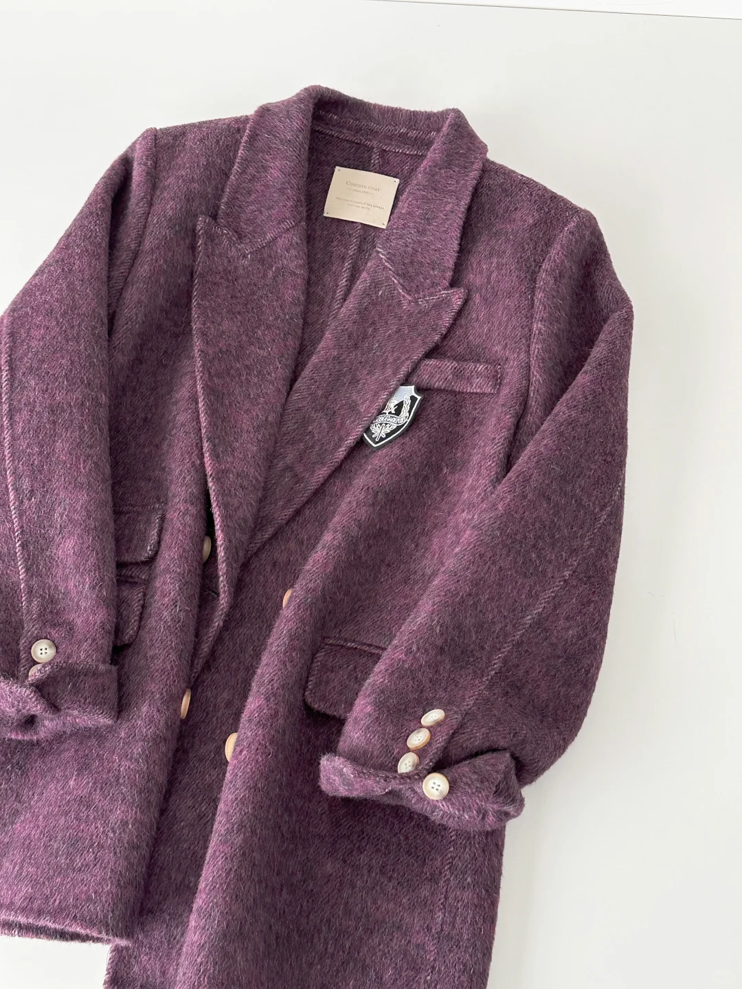 秋冬JK穿搭～校供雾紫制服感羊毛西装大衣～