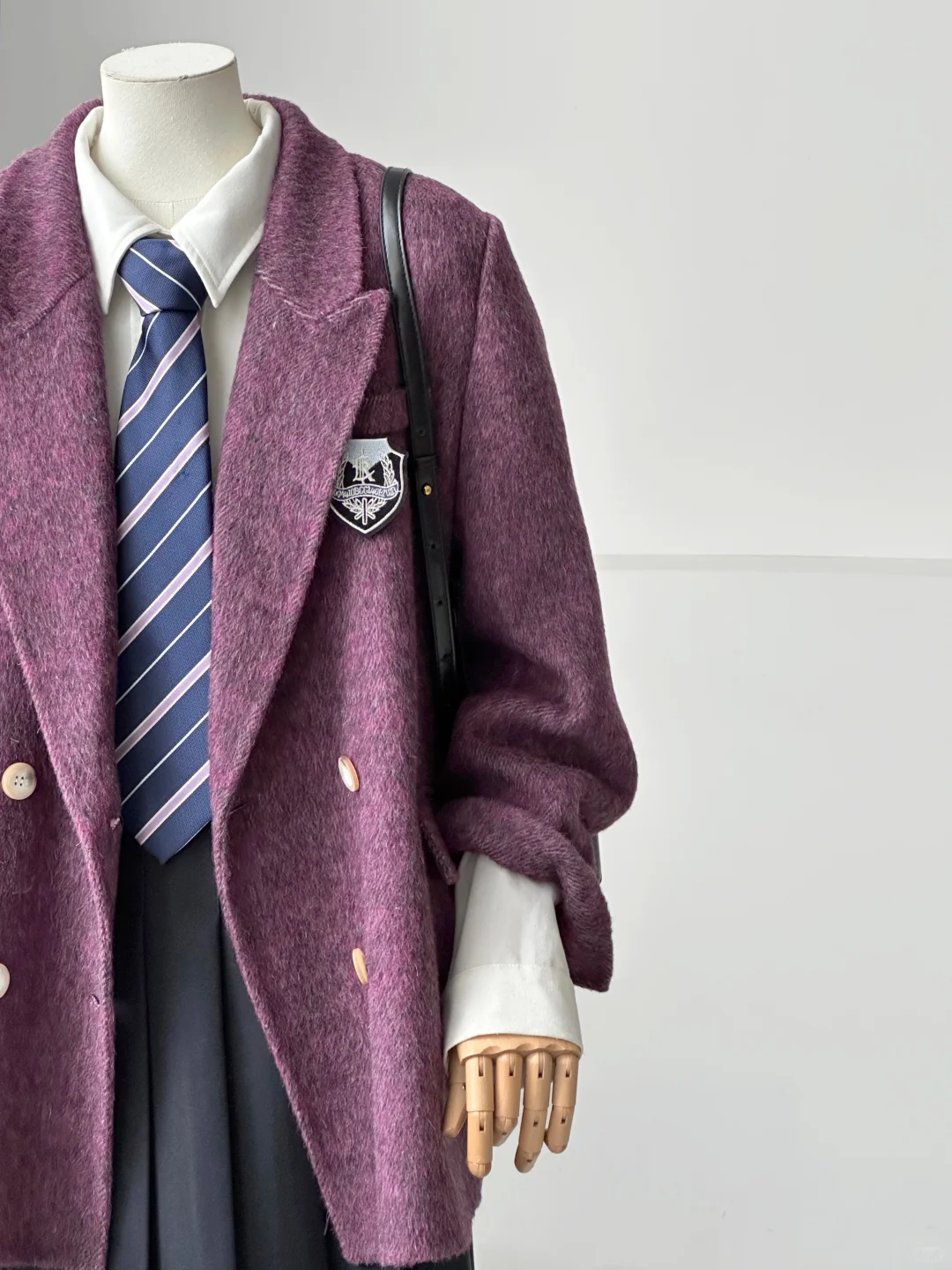 秋冬JK穿搭～校供雾紫制服感羊毛西装大衣～