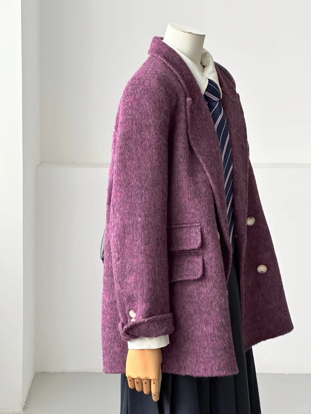 秋冬JK穿搭～校供雾紫制服感羊毛西装大衣～