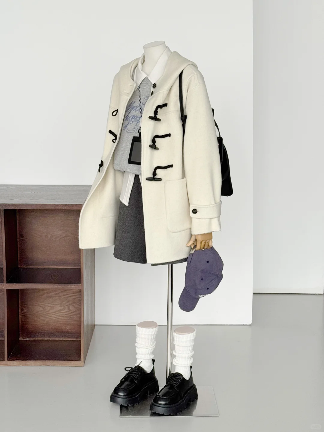 JK学院风牛角扣羊毛大衣吼吼看～