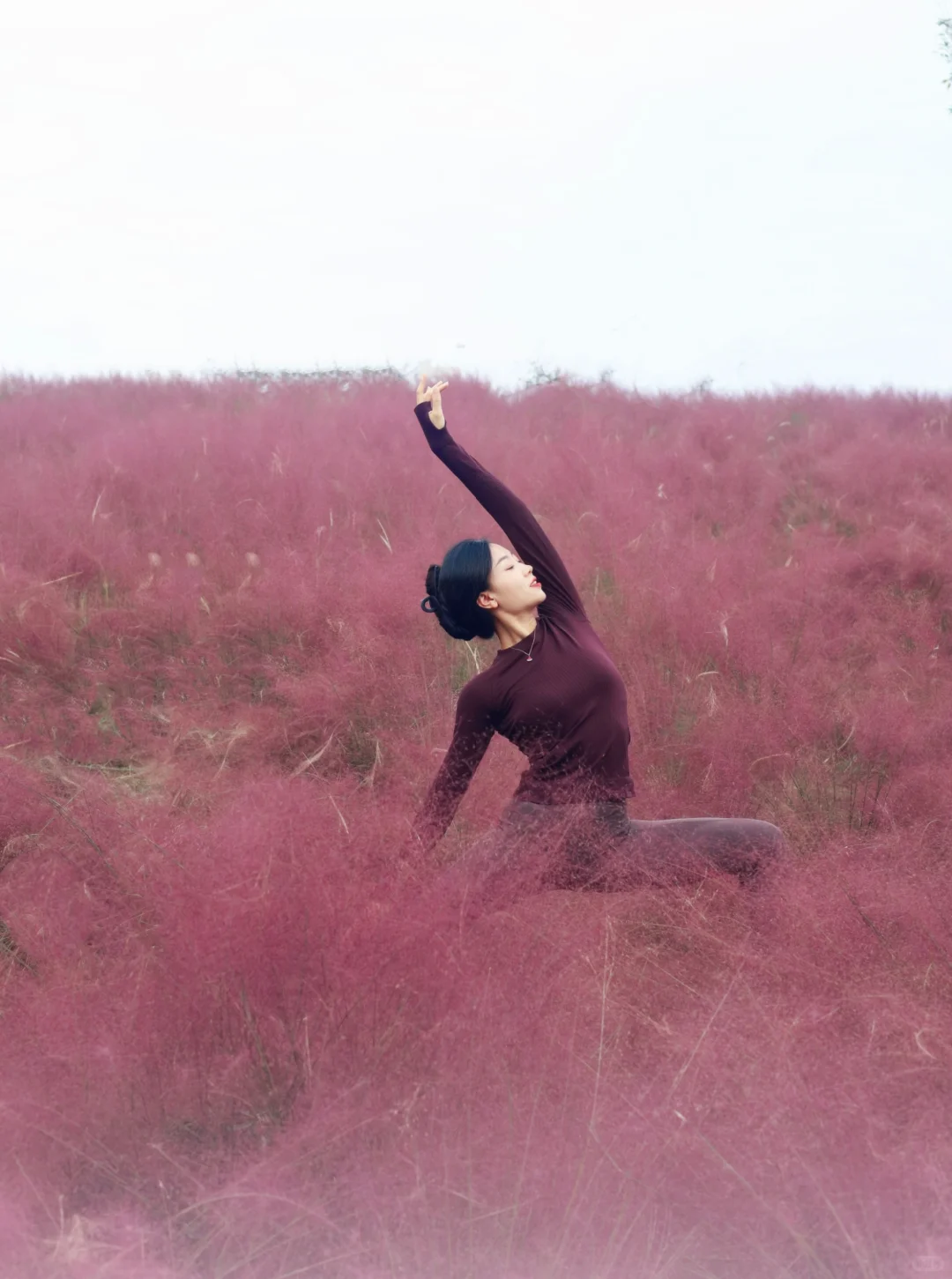 秋日户外瑜伽｜粉紫色的浪漫