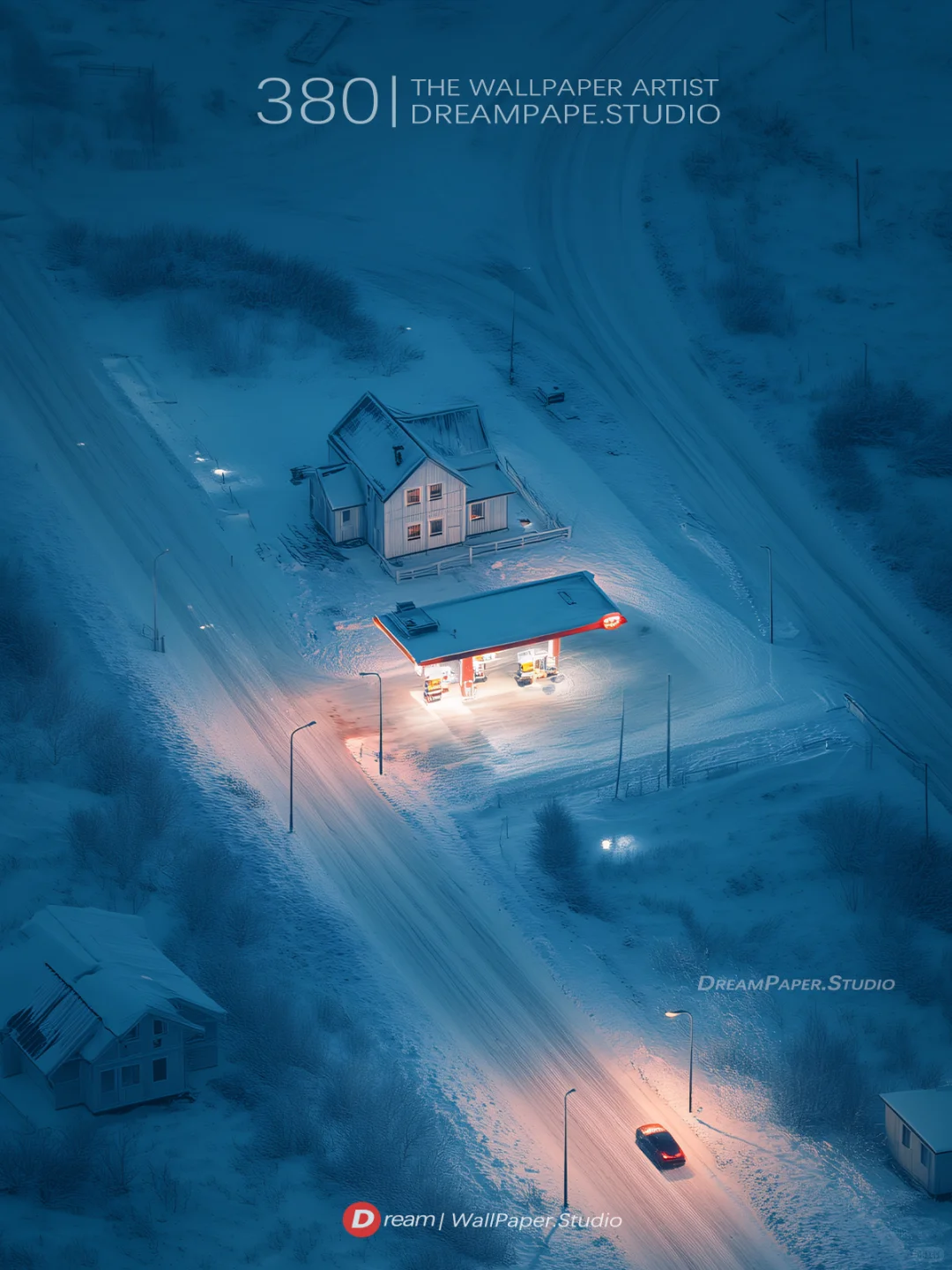Dream壁纸/“雪国深夜的温暖加油站⛽️”