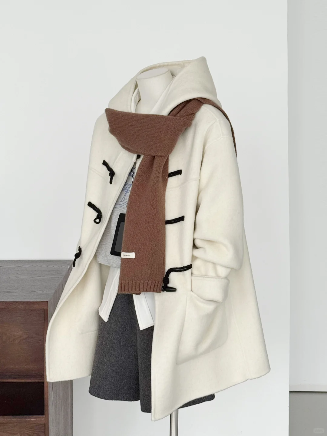 JK学院风牛角扣羊毛大衣吼吼看～