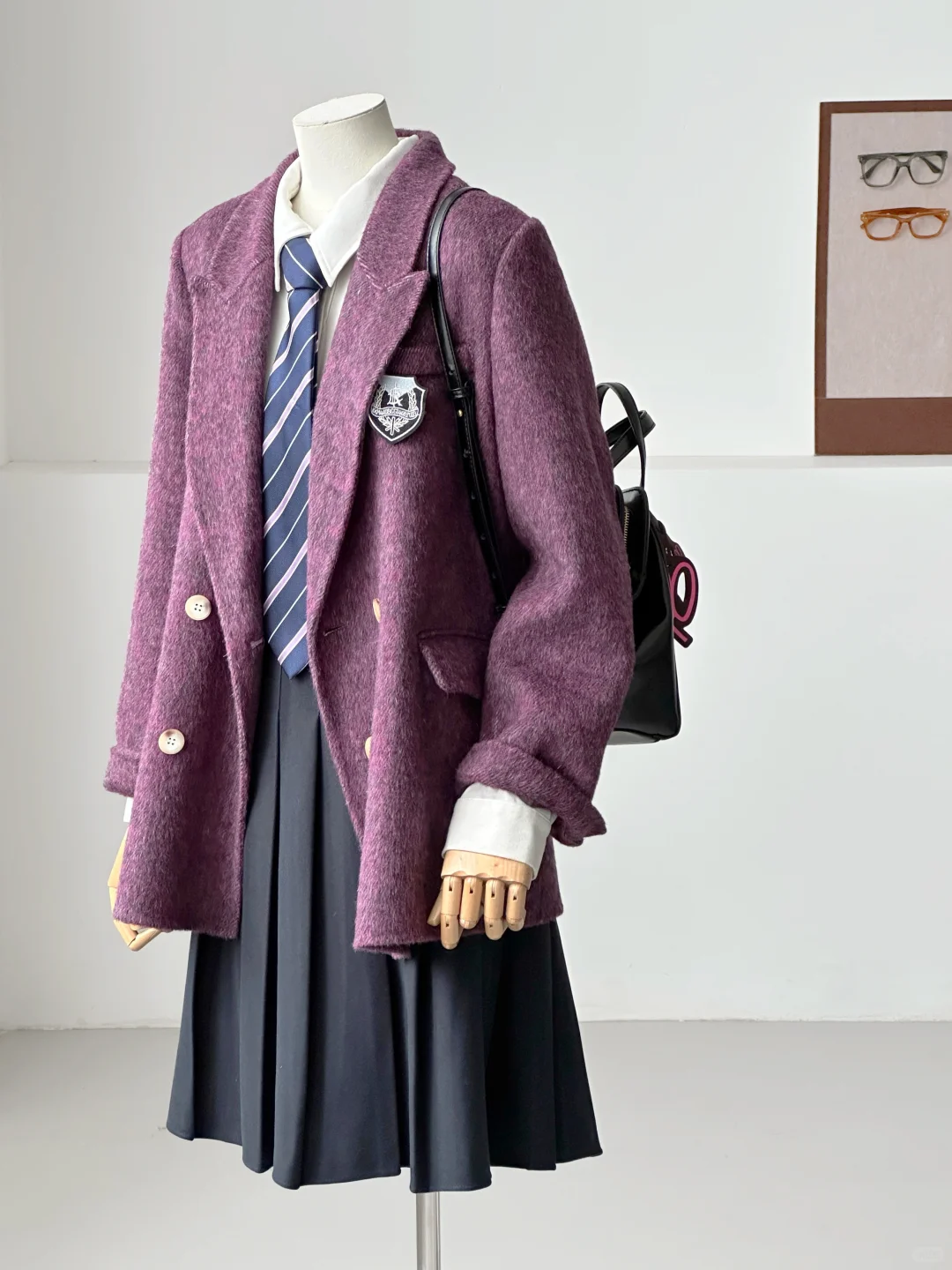 秋冬JK穿搭～校供雾紫制服感羊毛西装大衣～