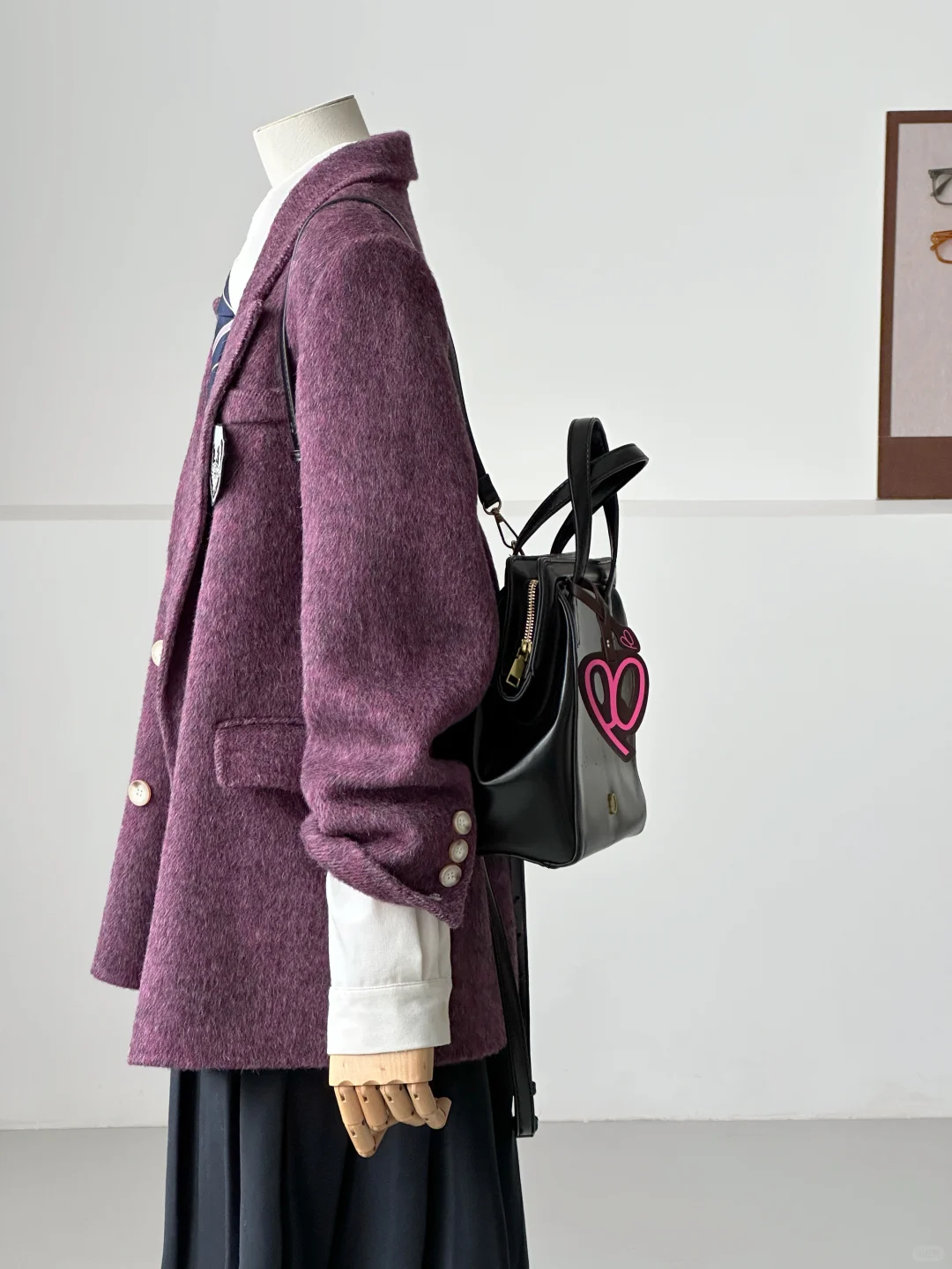 秋冬JK穿搭～校供雾紫制服感羊毛西装大衣～