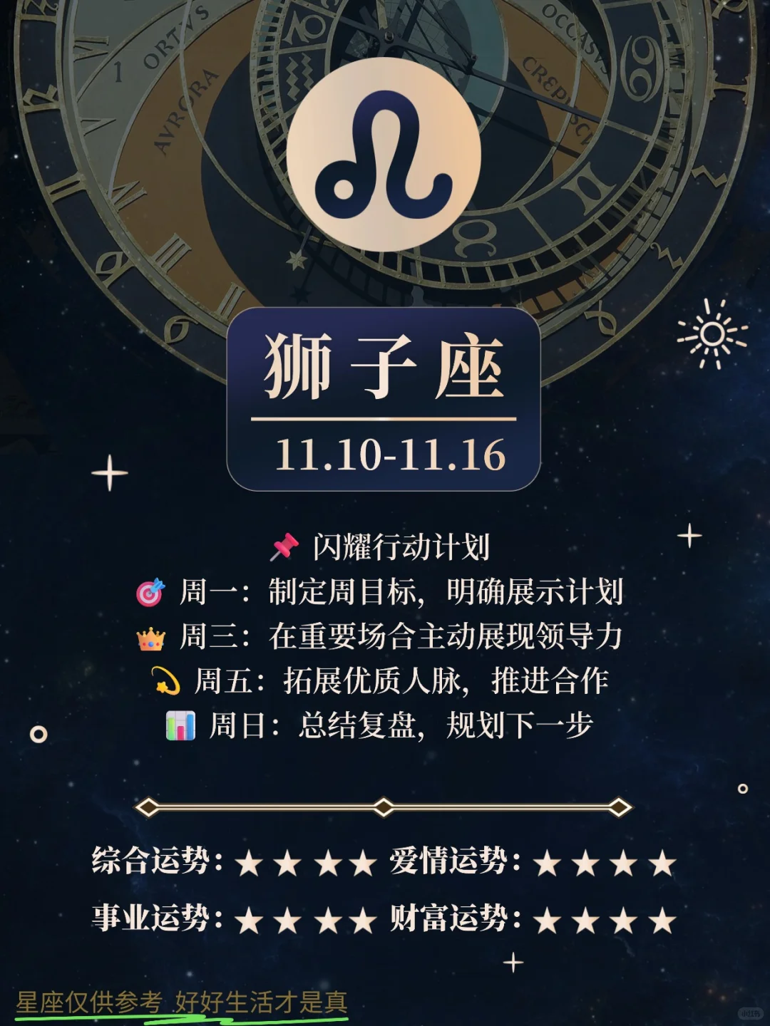 11.10-11.16的狮子 光芒万丈 独领风骚