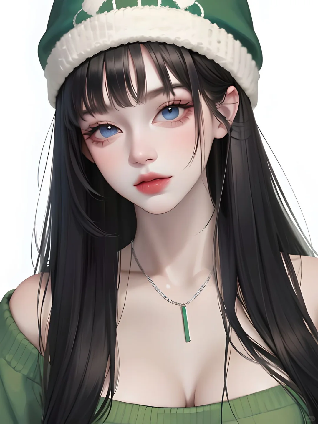 绿色女孩｜春日系列｜AI插画｜春日穿搭