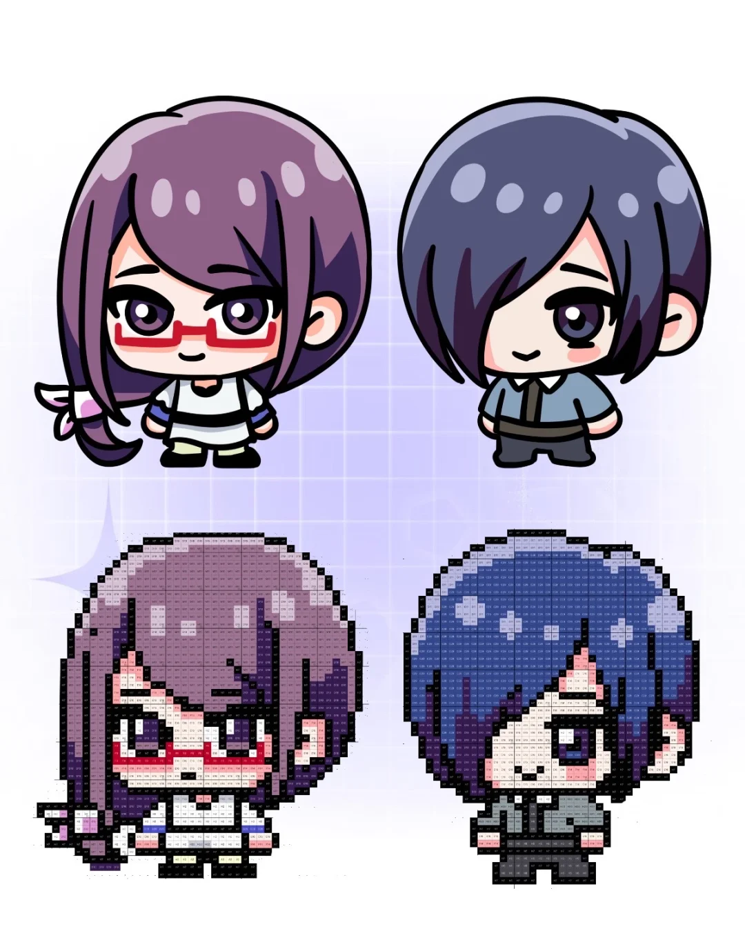 两个紫发萌小鼻噶悄悄地诞生了（内有拼豆图