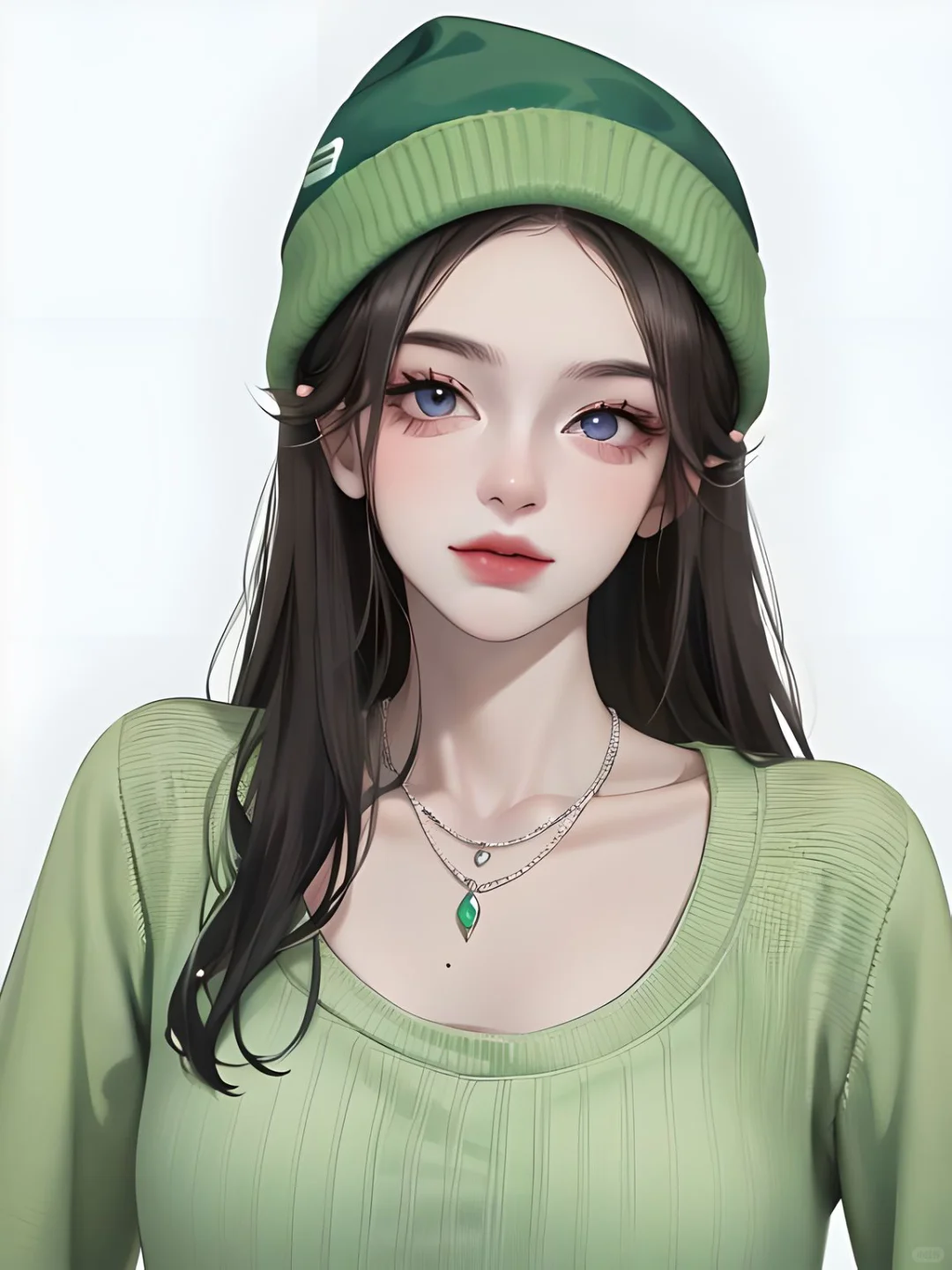 绿色女孩｜春日系列｜AI插画｜春日穿搭