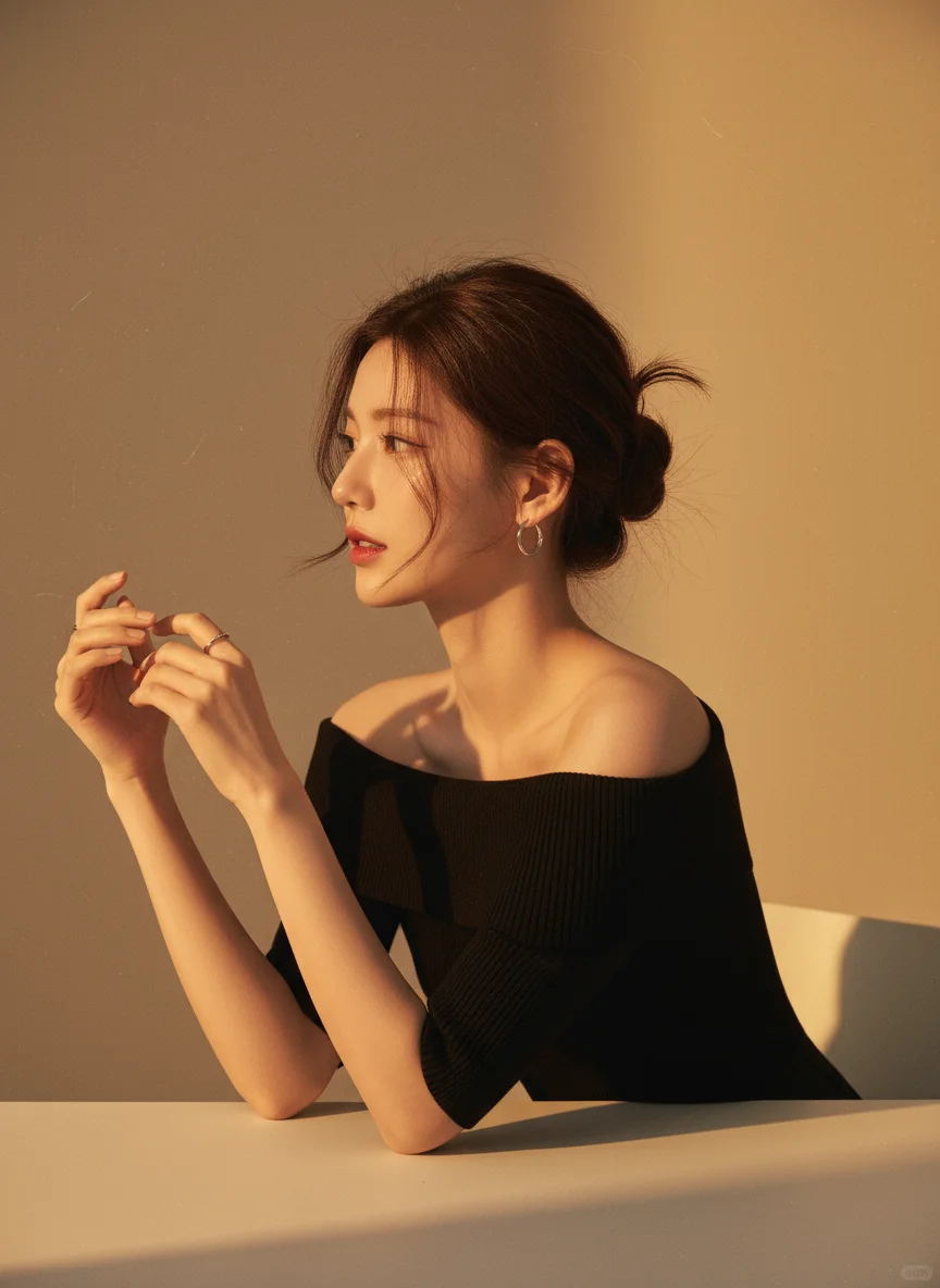 用AI生成明星同款韩系优雅知性写真！