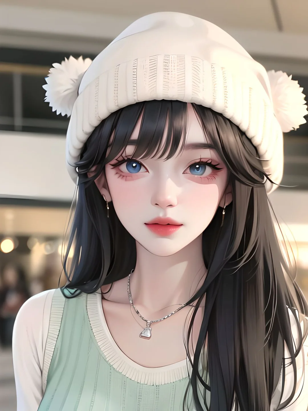 绿色女孩｜春日系列｜AI插画｜春日穿搭