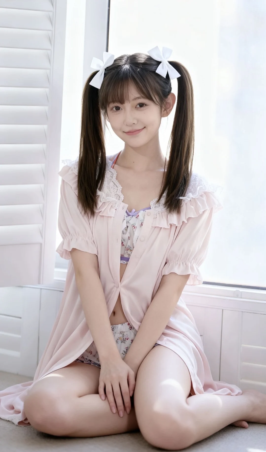 😏双马尾+辣妹坐姿