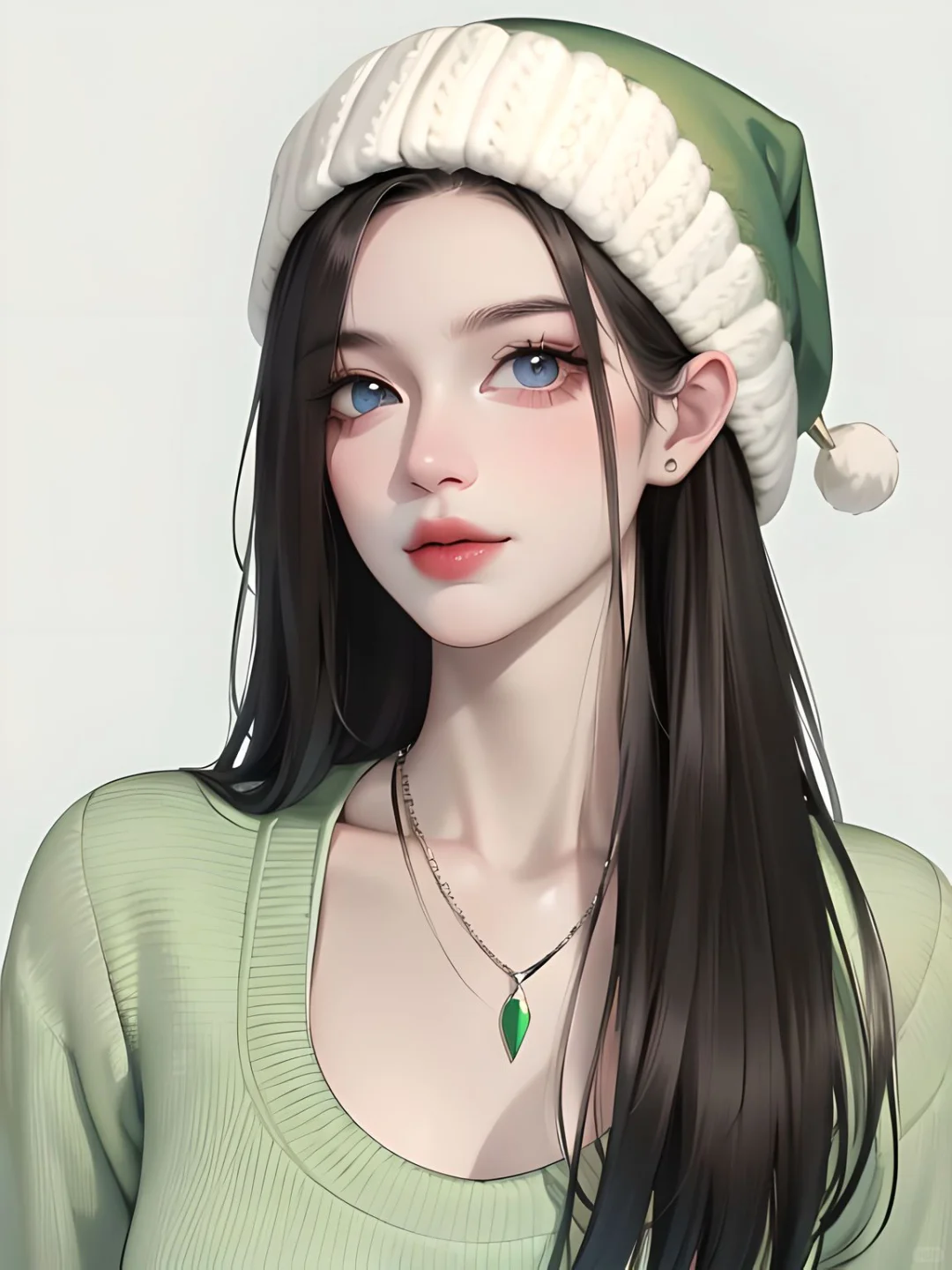 绿色女孩｜春日系列｜AI插画｜春日穿搭