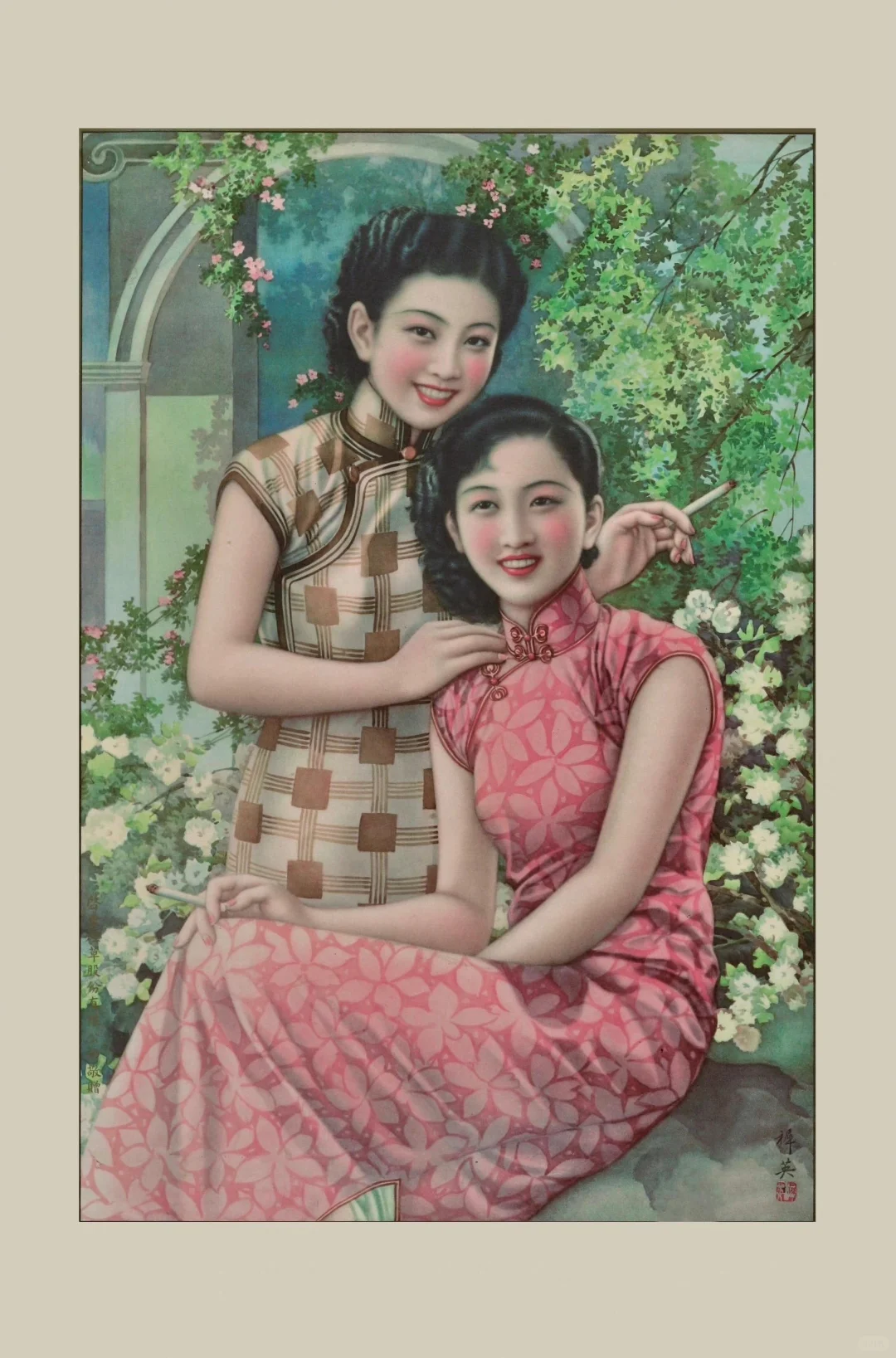 月份牌上那些穿红色旗袍的姑娘们