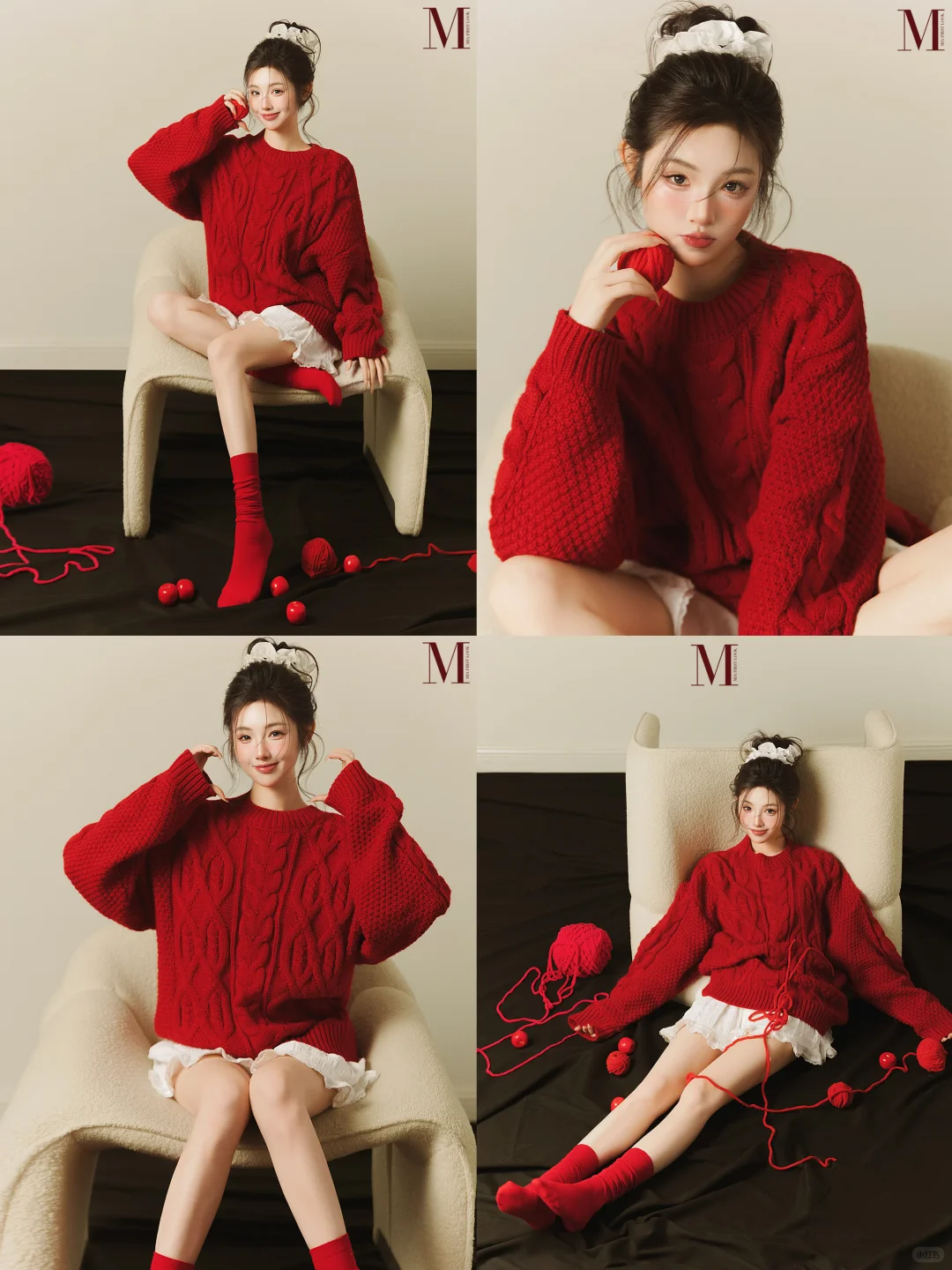 韩杂红色系写真