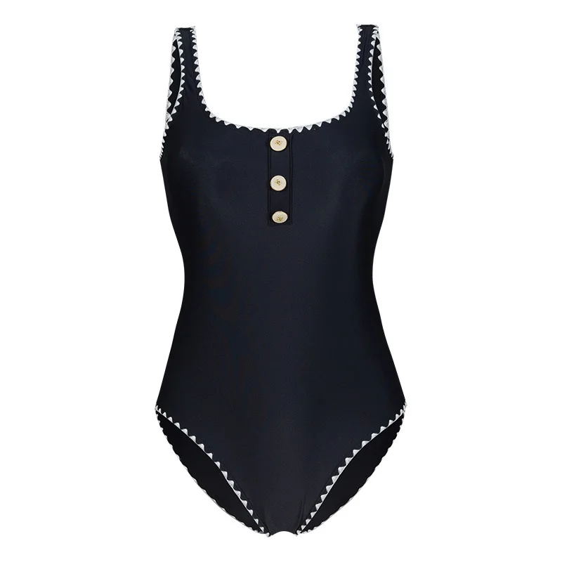 黑色小腰精｜宽肩带小香风温泉♨️泳衣🥰