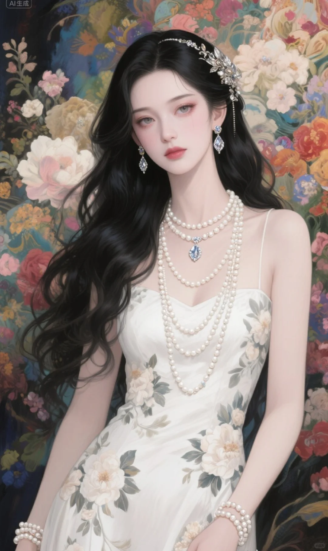 花簇如锦，珍珠似月，晕染古典优雅