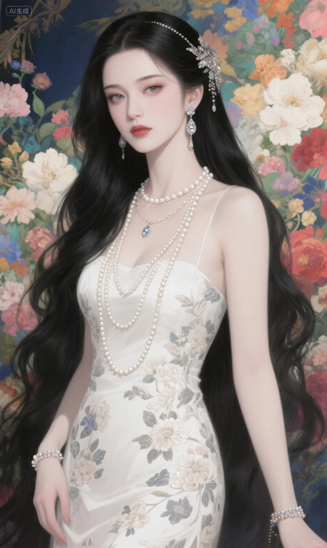 花簇如锦，珍珠似月，晕染古典优雅