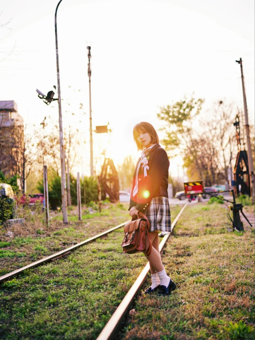 铁路旁边拍jk会有多好看！
