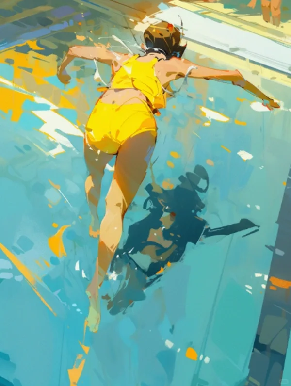 游泳主题Ai绘画