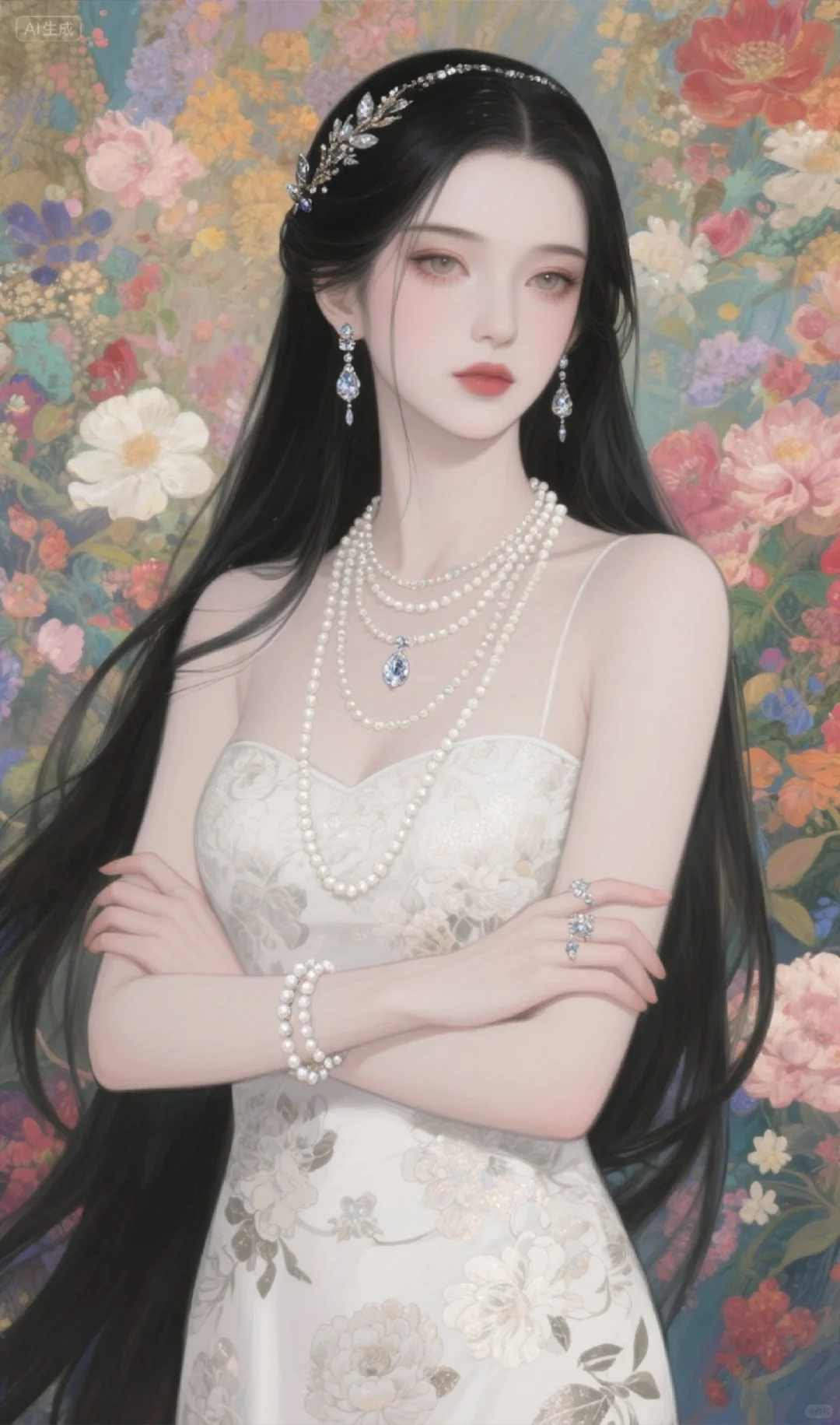 花簇如锦，珍珠似月，晕染古典优雅