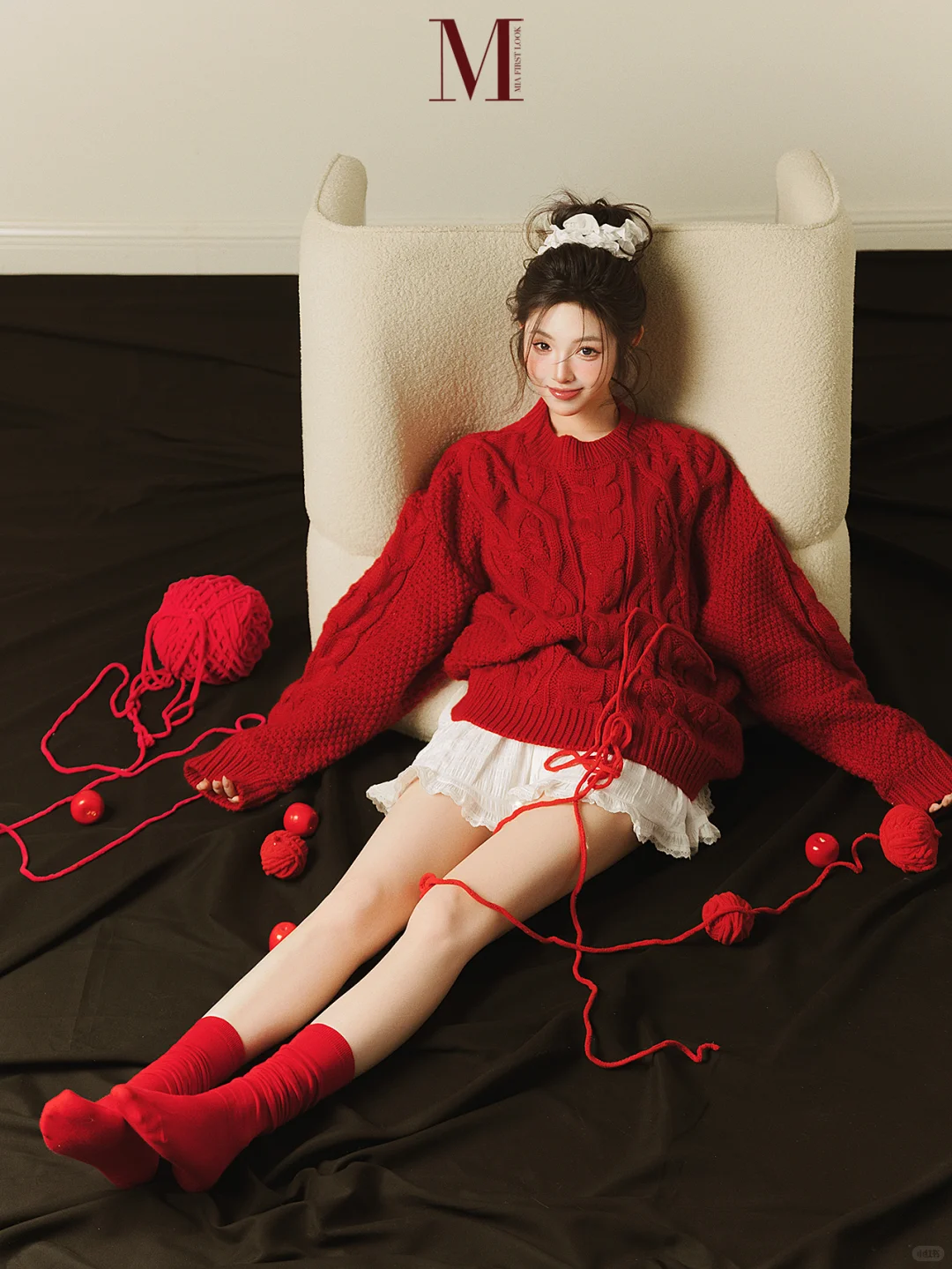 韩杂红色系写真