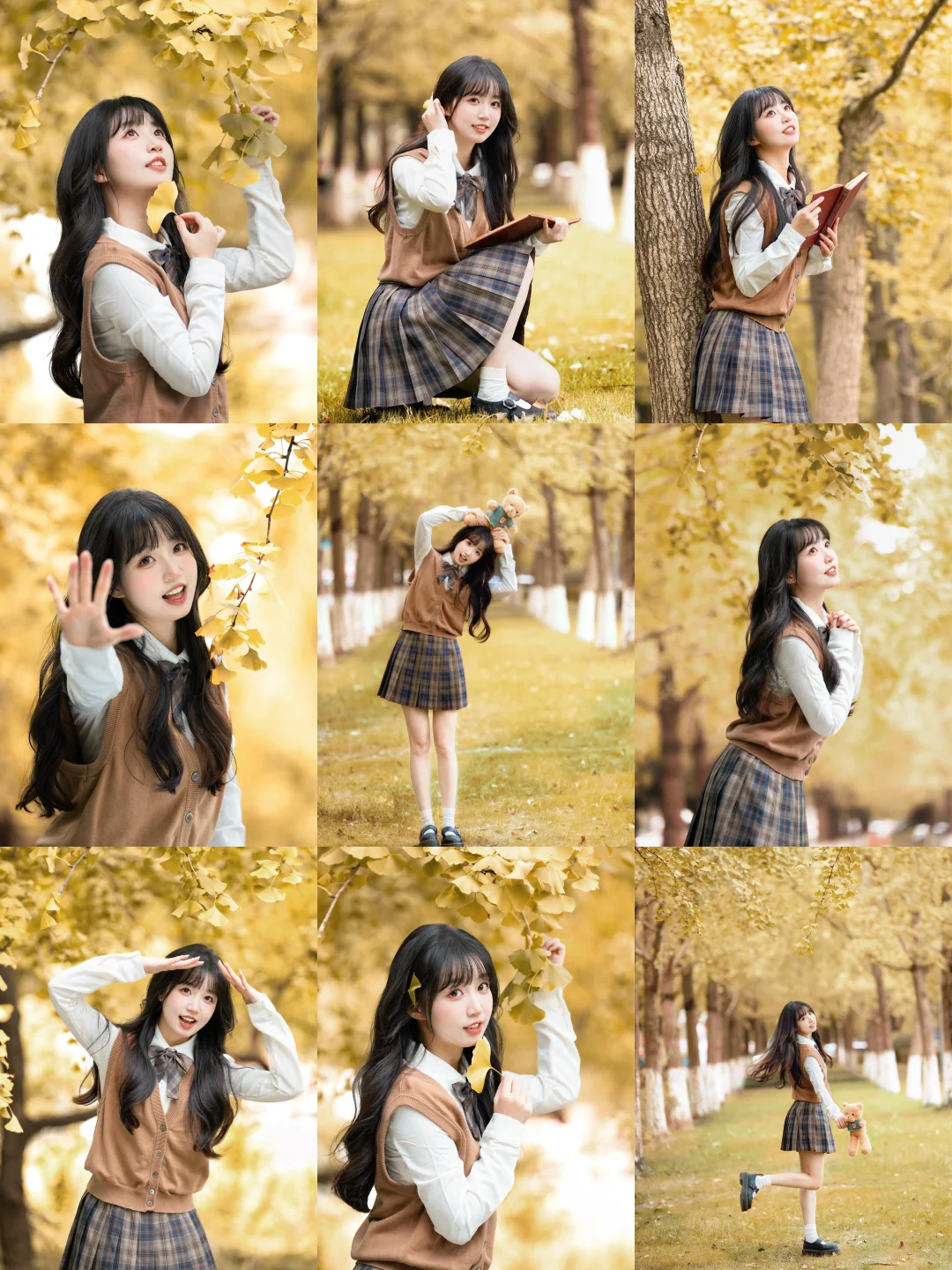 秋天银杏叶甜妹风拍照姿势，姐妹们收藏啦！