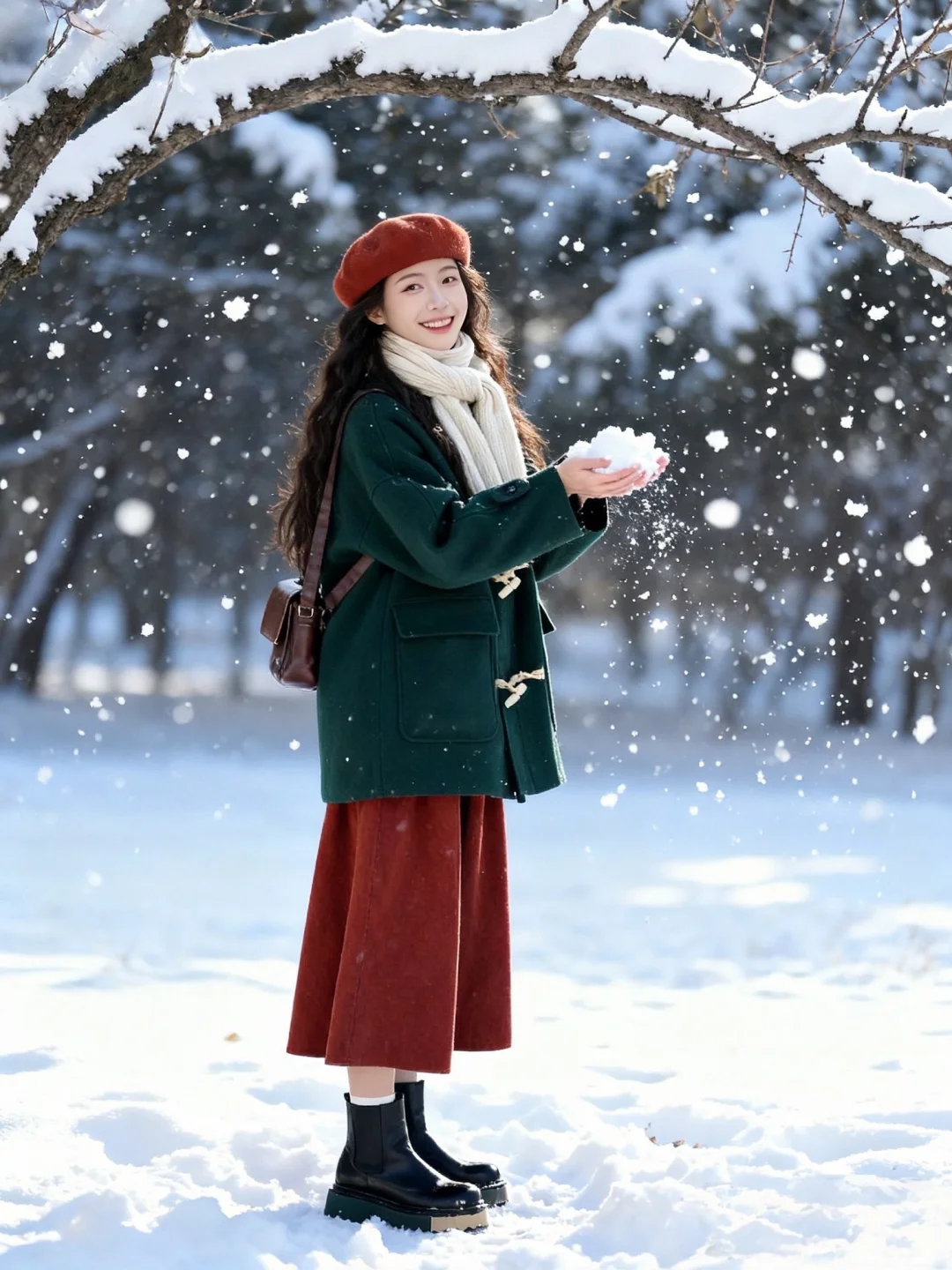 这件大衣被AI穿火了！雪景四连拍绝绝子