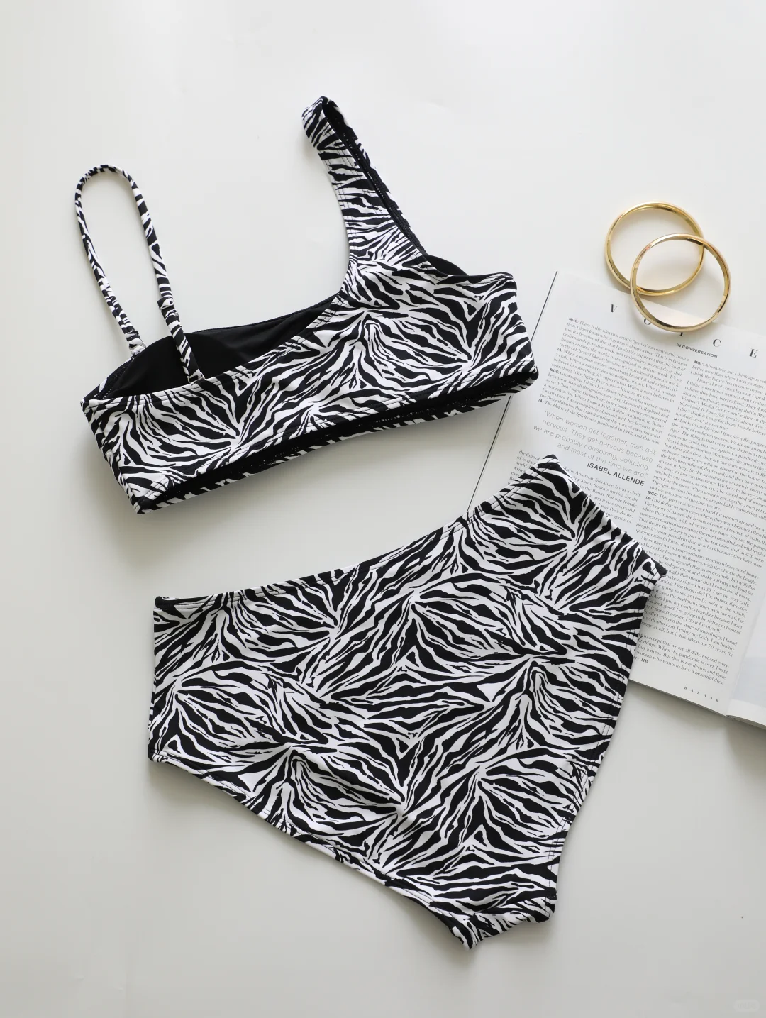 去海边的马甲线泳衣！黑白豹纹🖤