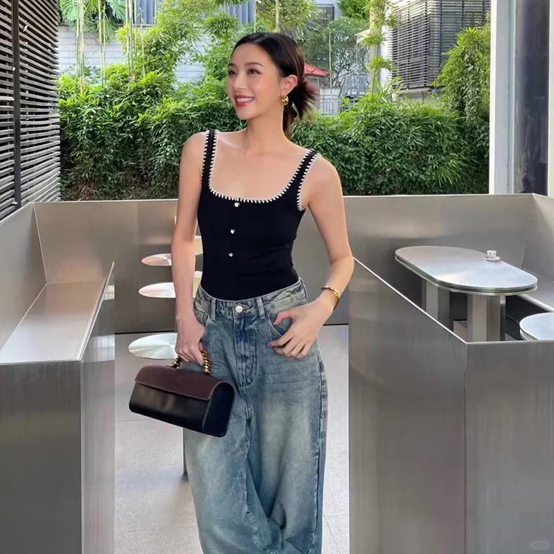 黑色小腰精｜宽肩带小香风温泉♨️泳衣🥰