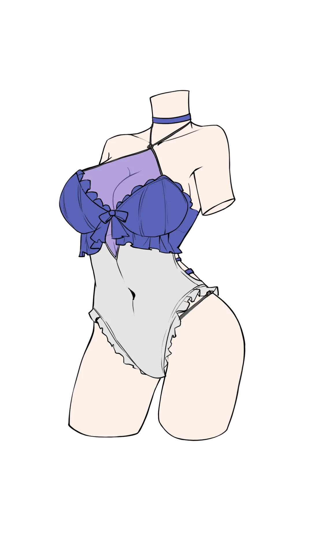 四种不同款式的泳衣画法