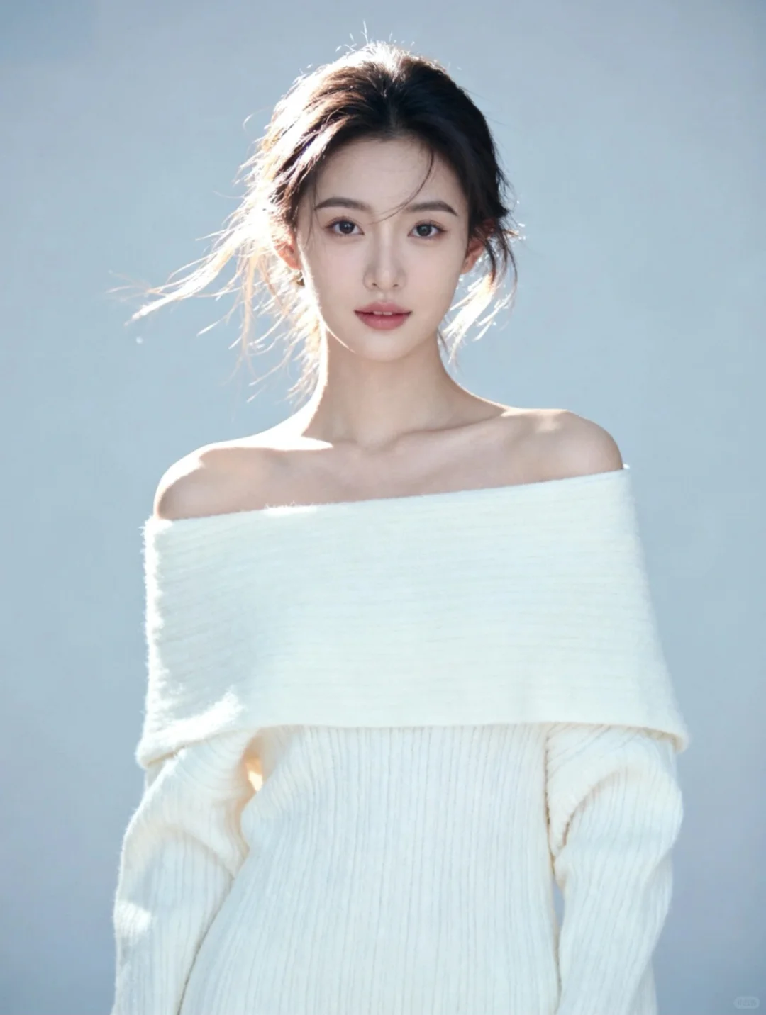 一字肩毛衣，把温柔穿在身上～