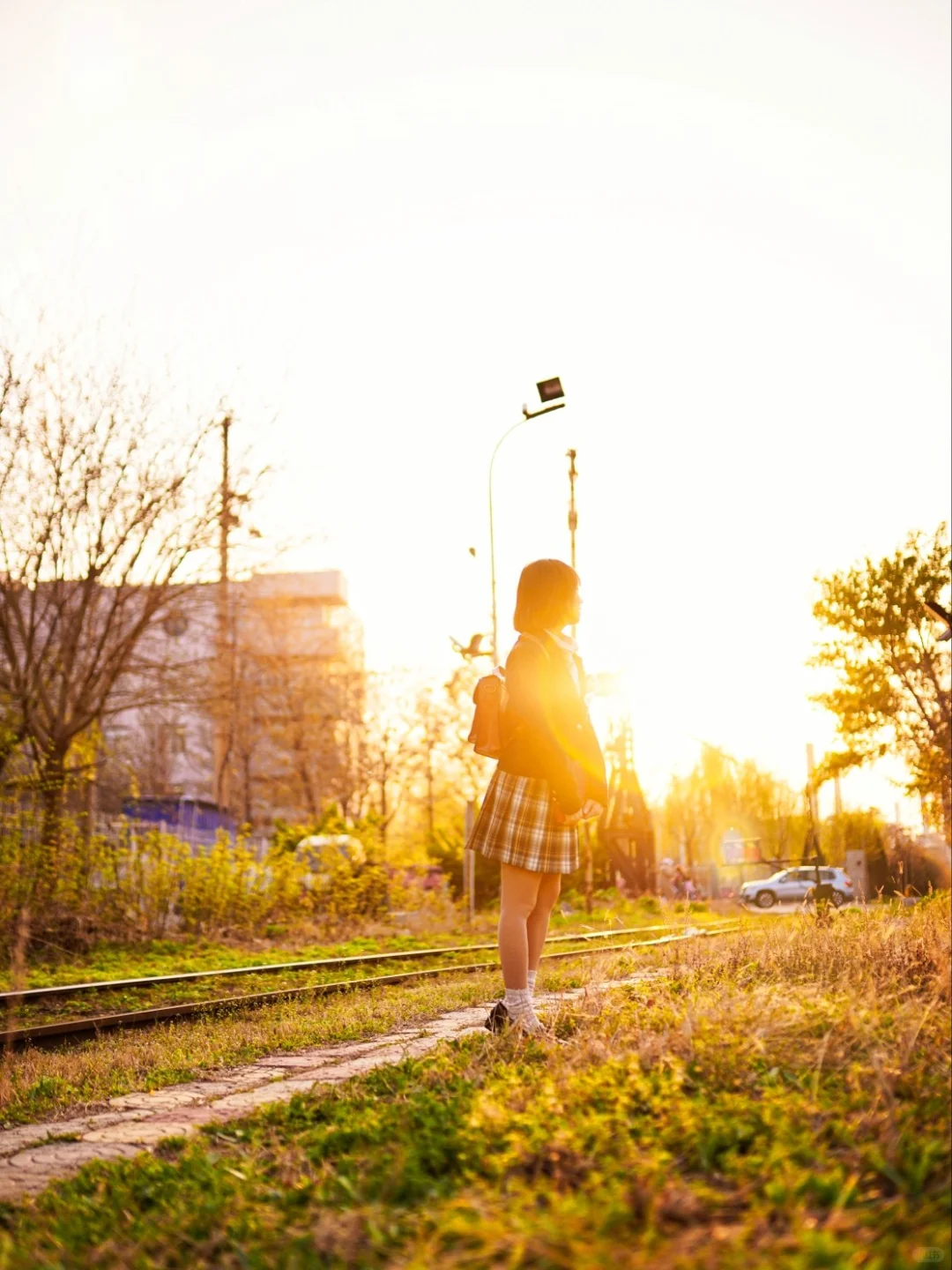 铁路旁边拍jk会有多好看！