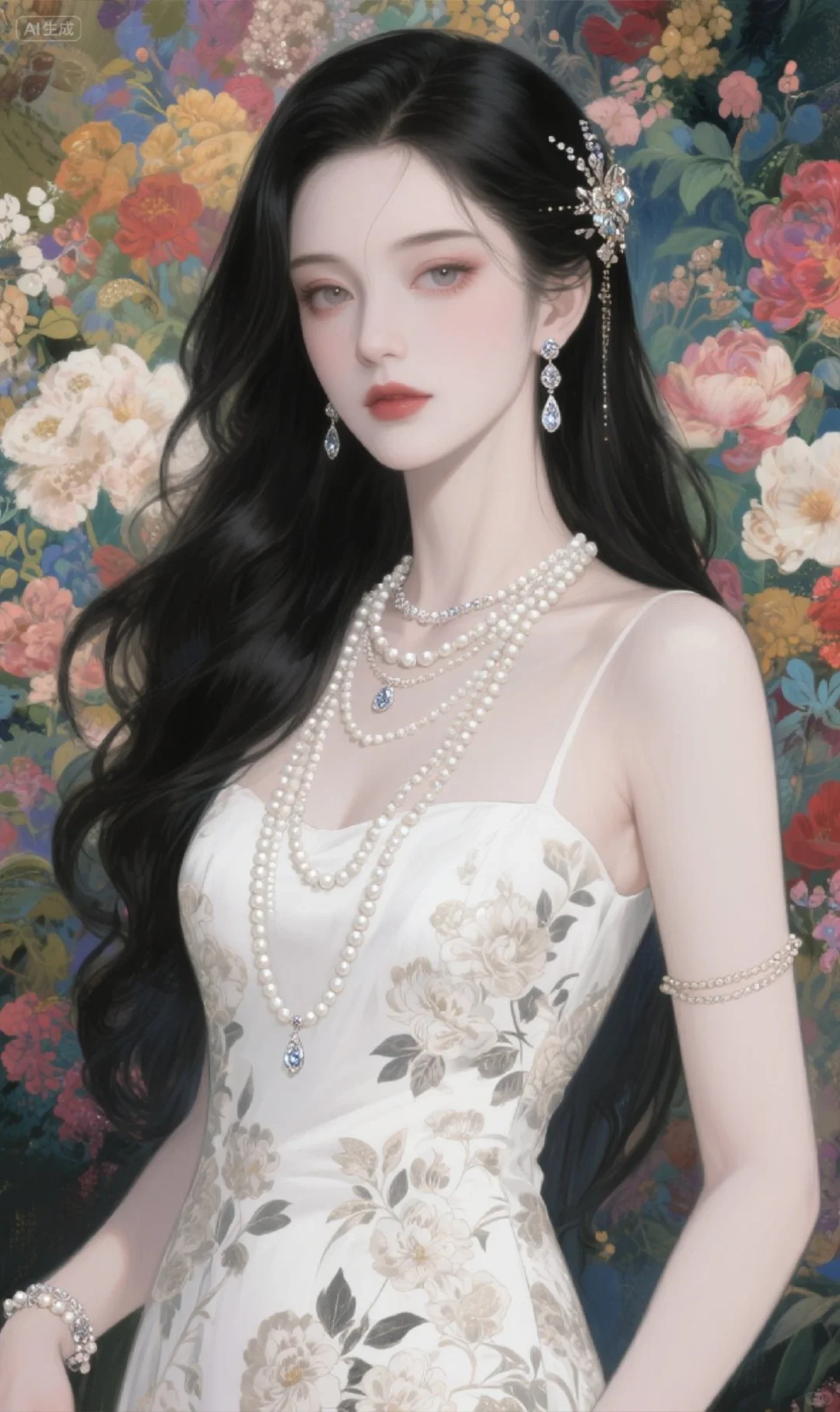 花簇如锦，珍珠似月，晕染古典优雅