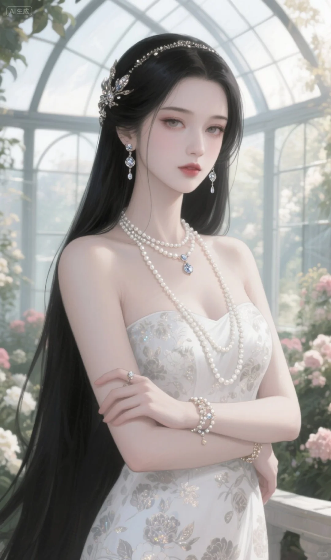 花簇如锦，珍珠似月，晕染古典优雅