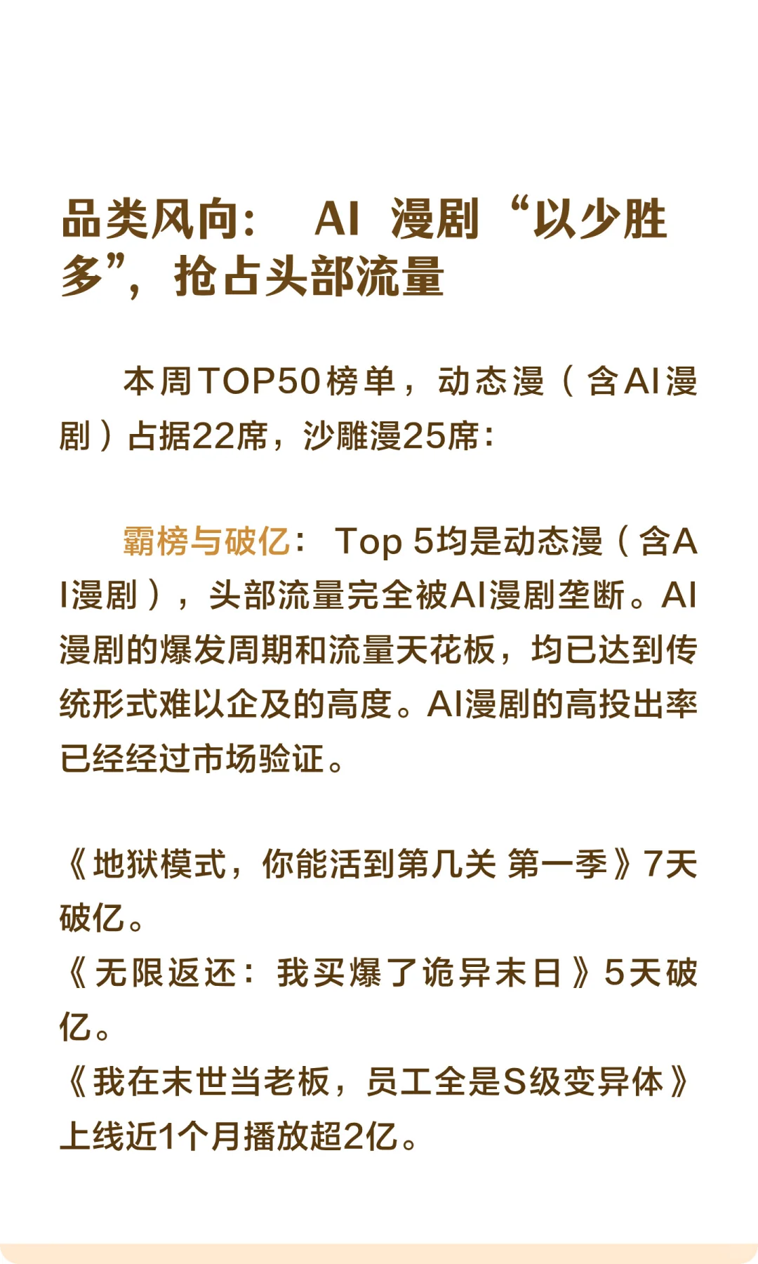 漫剧周榜TOP：AI漫剧屠榜，女频漫剧破冰！