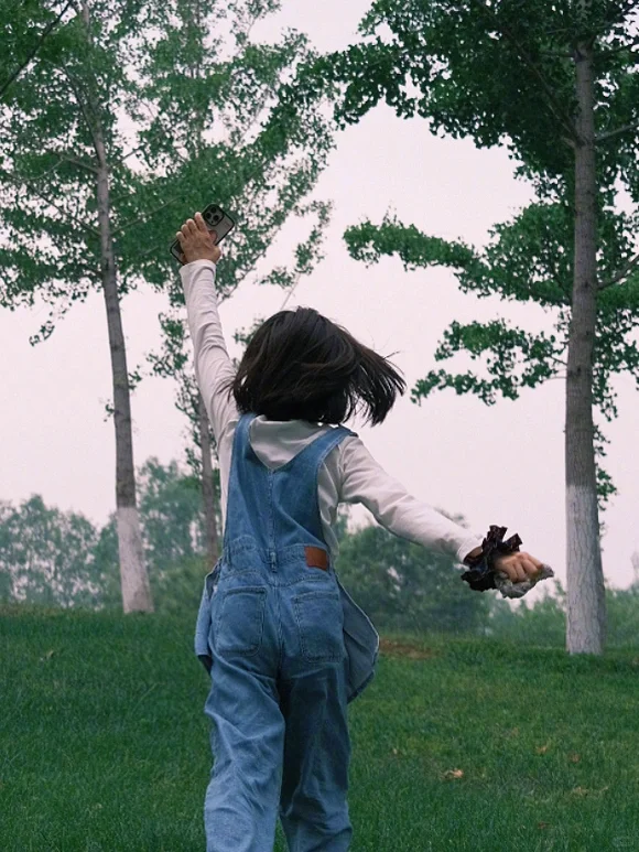 邢菲💙牛仔背带裤💖