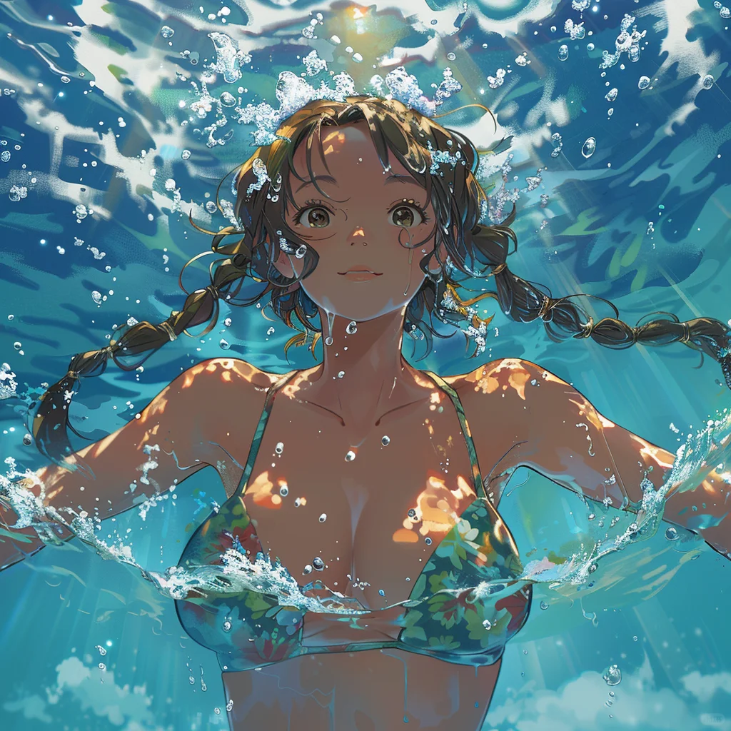 游泳的女孩‖AIGC
