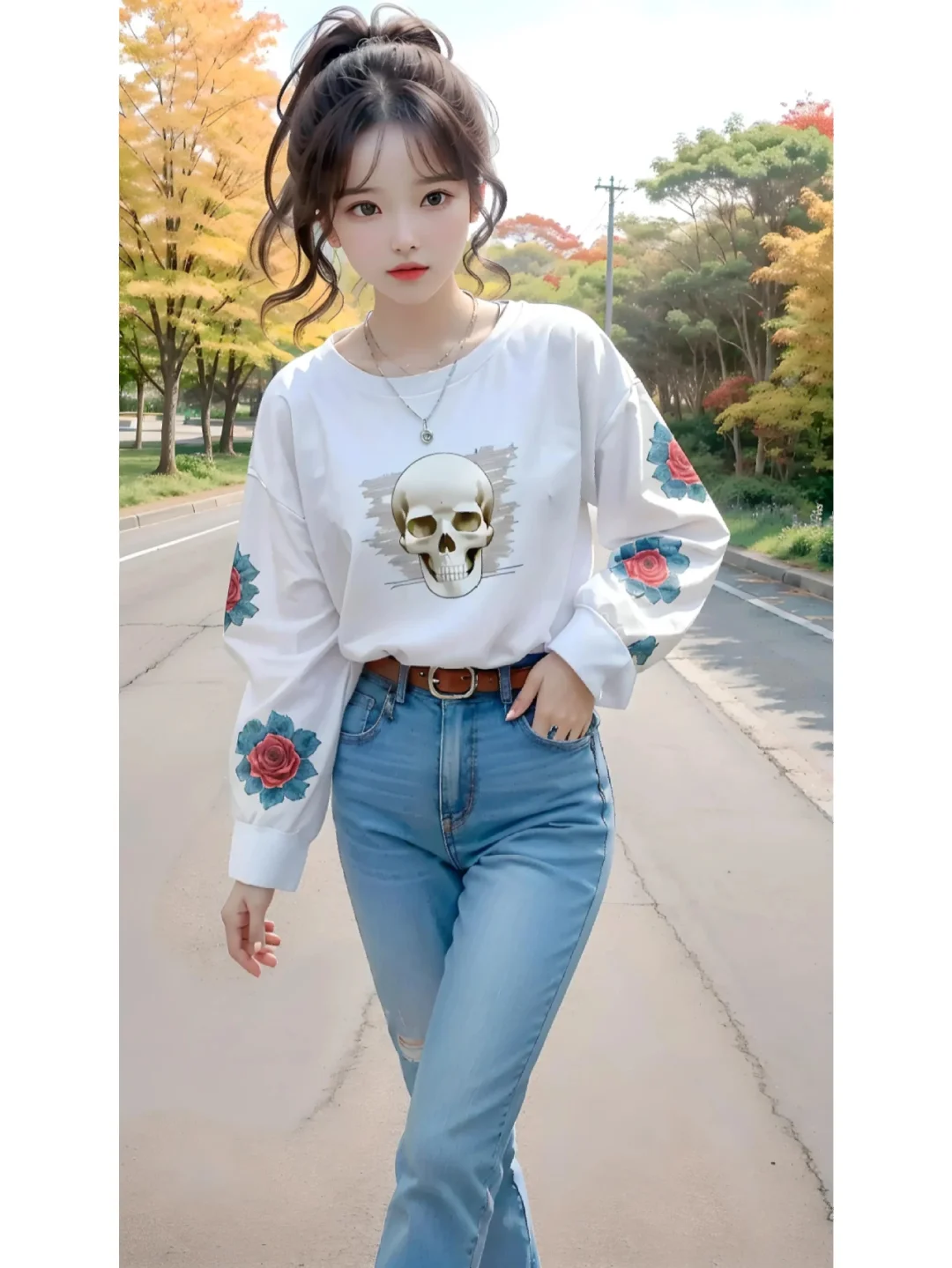 #ai美图创作 （今日作品）女装新款长袖骷髅