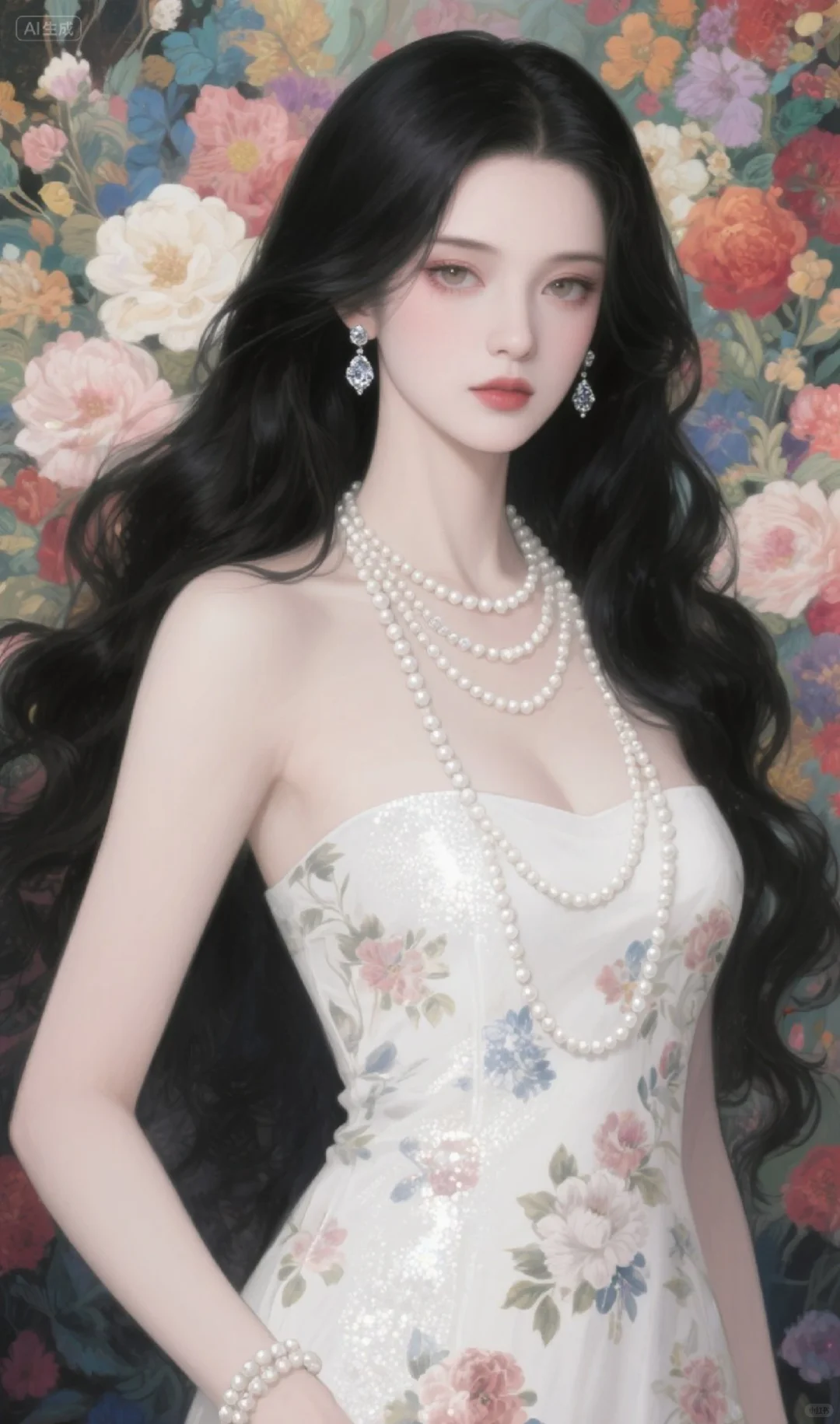 花簇如锦，珍珠似月，晕染古典优雅