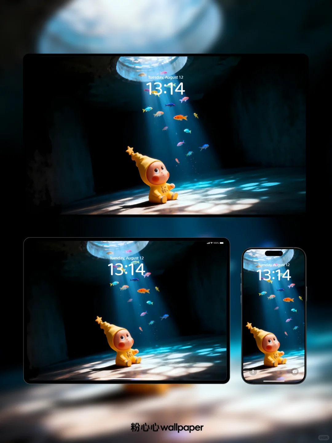 星星人和小鱼一起游泳｜动态壁纸｜111