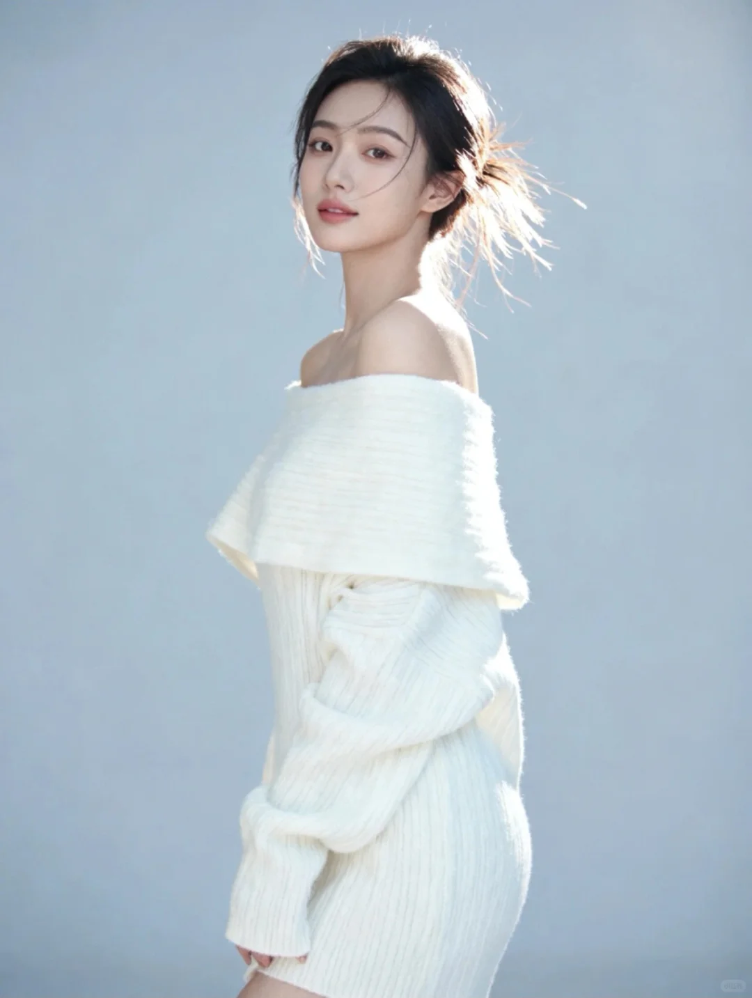 一字肩毛衣，把温柔穿在身上～