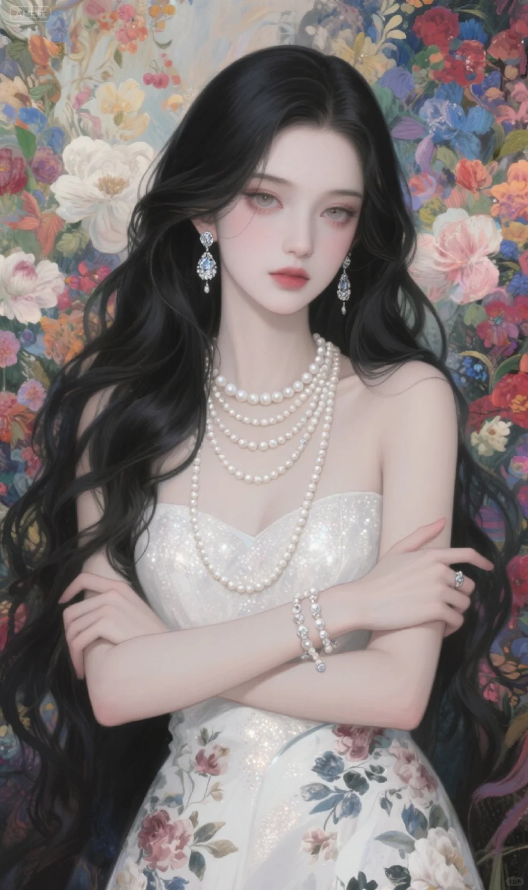 花簇如锦，珍珠似月，晕染古典优雅