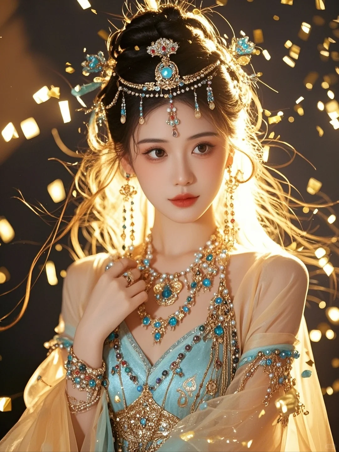 美到每根头发丝都在发光，AI写真《西域舞娘》